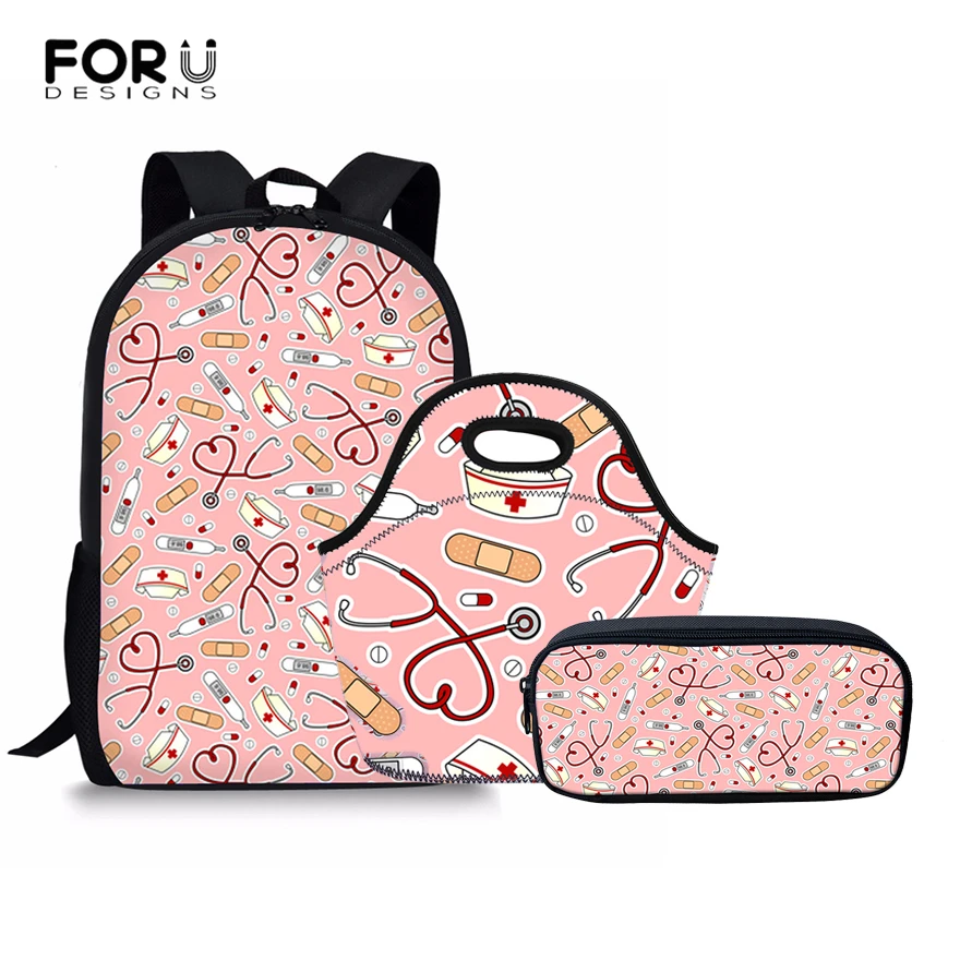 School-Bags Mochila Satchel Kids Backpacks Girls Nurse-Pattern FORUDESIGNS Cute