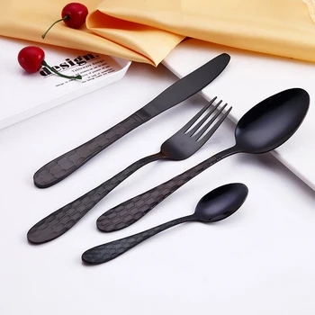 

Black Cutlery Set Stainless Steel Dinnerware Tableware Silverware Scoops Dinnerware Set Dinner Set Kitchen Accessories