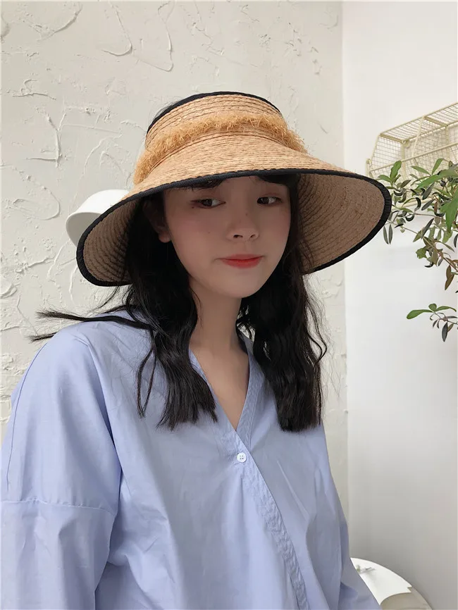  Sun hat summer hat for women beach hat ladies straw  raffia hat sun visor hat women sun visor straw raffia sun visor caps (9)