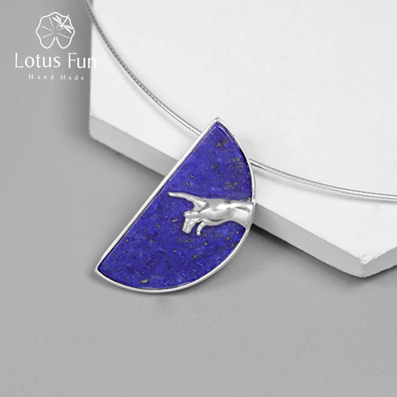 Lotus Fun реальные 925 пробы серебро ручной работы Fine Jewelry рука Бога от Сотворение Адама кулон без Цепочки и ожерелья Для женщин