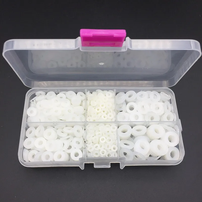 

1520Pcs DIN125 M2 M2.5 M3 M4 M5 M6 White Plastic Nylon Washer Plated Flat Spacer Seals Washer Gasket Ring NL03