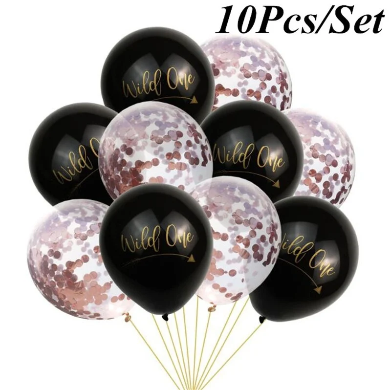 

10 Pcs Wild One Latex Balloons Letter Foil Balloons Baby Shower Wedding Birthday Event Party Decor Supplies DIY
