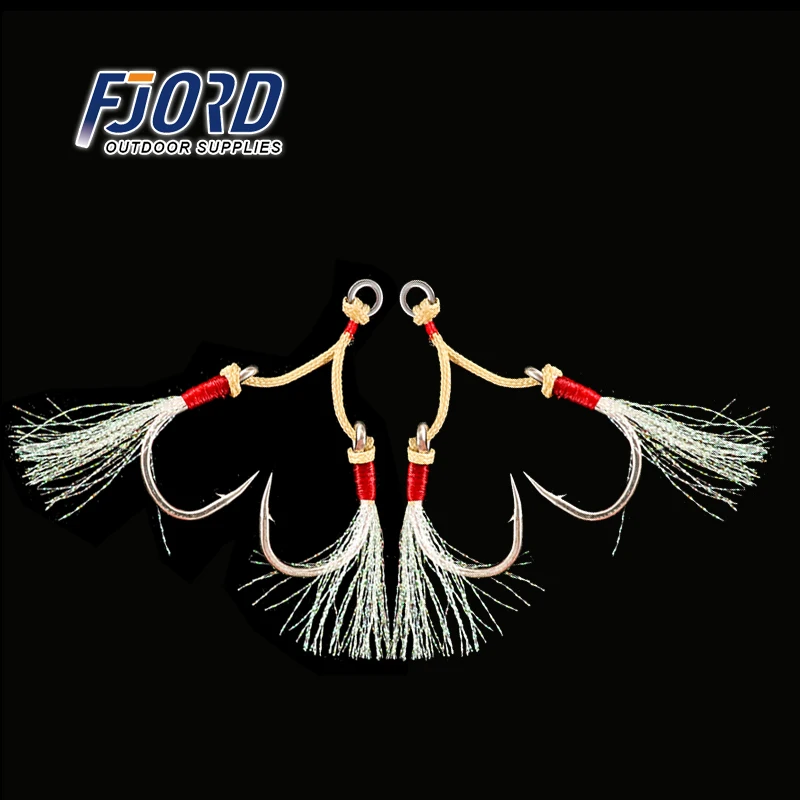 

FJORD Quality 2pcs/lot Fishing Hooks Kevlar Line Binding Hook Slow Jigging Fishing Hook Jig Hooks
