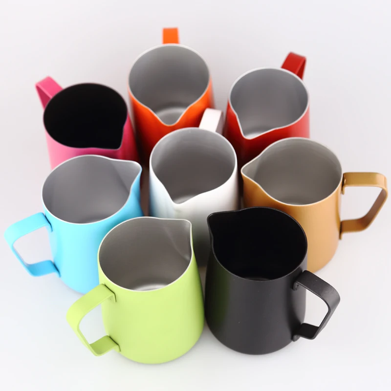 Espresso Stainless Steel Coffee Pitcher Barista Gear 8 Colors Latte Espresso Stainless Steel Coffee Pitcher Barista Gear 8 Colors Latte Art Mug Kitchen Milk Frothing Jug 350ml