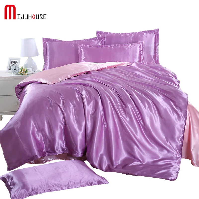 100 Silk Fabric Bedding Sets King Double Size Satin Silk Summer