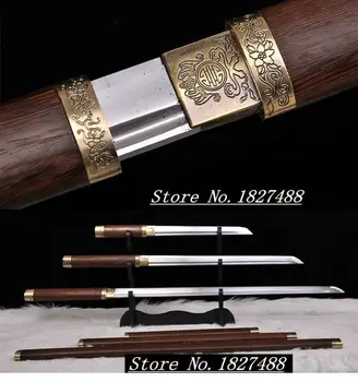 

Free Shipping A Set Pear Wood Saya Chinese Sword Han Tang Battle Jian Sharp Manganese Steel Straight Blade Engroove China Katana