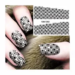 WUF черная квадратная текстура дизайн водяной знак для маникюра ногтей наклейки на Кончики ногтей Полные Обертывания переводная наклейка s