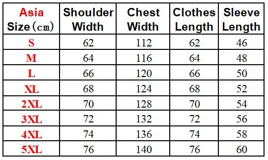 China Jacket Size Chart