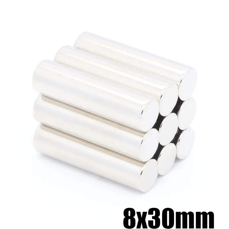 

10pcs 8x30mm N35 Super Strong Round Neodymium Magnets Craft Rare Earth Powerful Magnet 8*30 permanent magnet