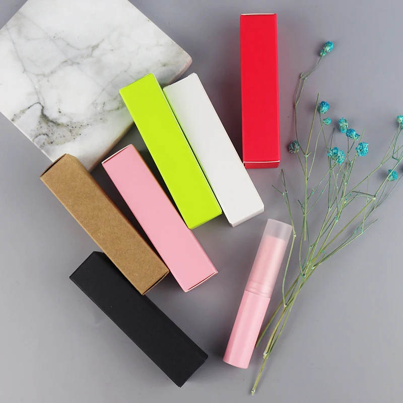 

100pcs 20*85mm Colorful Lipstick Tube Packing Box Black White Green Lip Balm Container Package Box Red Pink Paper Packing Box