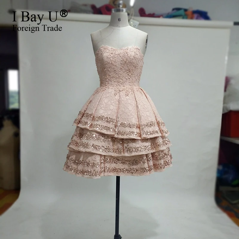 

Real Photos Full Lace Pink Sweetheart Beaded Elegant Cocktail Dresses Dubai Vestidos De Graduacion Red High Low Prom Dresses