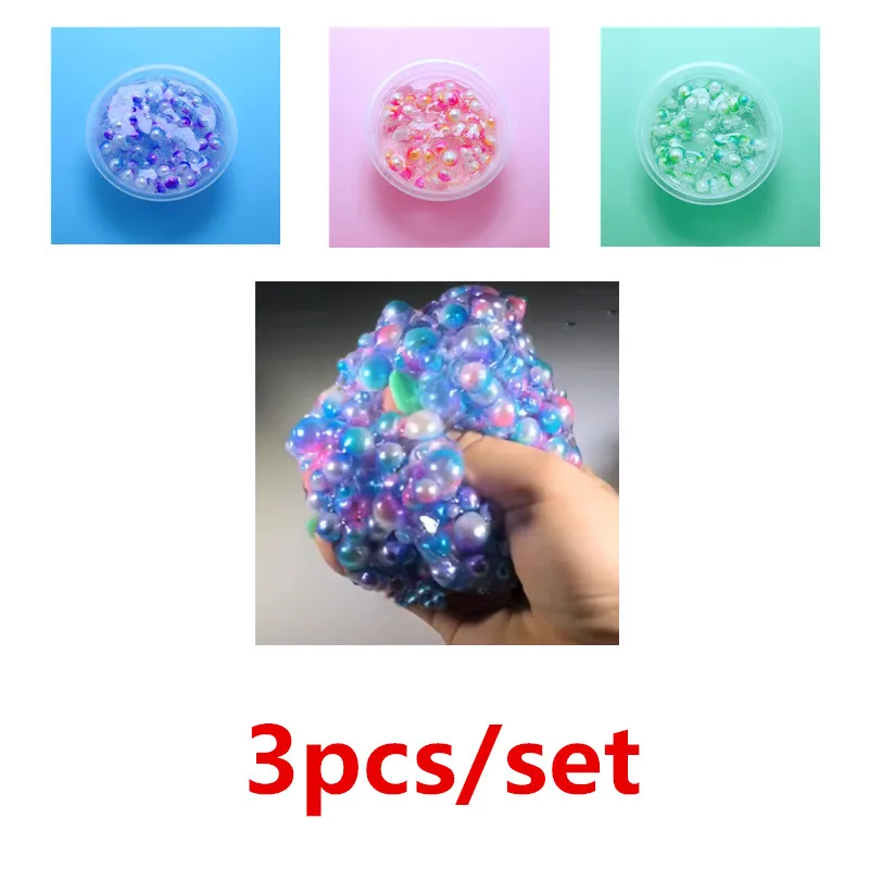 

3pcs new pearl slime mud fluffy foam mud incense beads eliminate stress children's toys antistress toy Squeeze squishy Toys