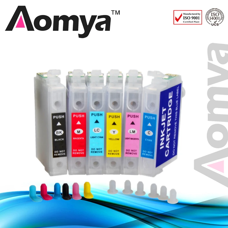 Aomya многоразового картридж T0821 82N совместимый для epson R270 R290 R295 R390 RX590 RX610 RX615 RX690 T59 TX650