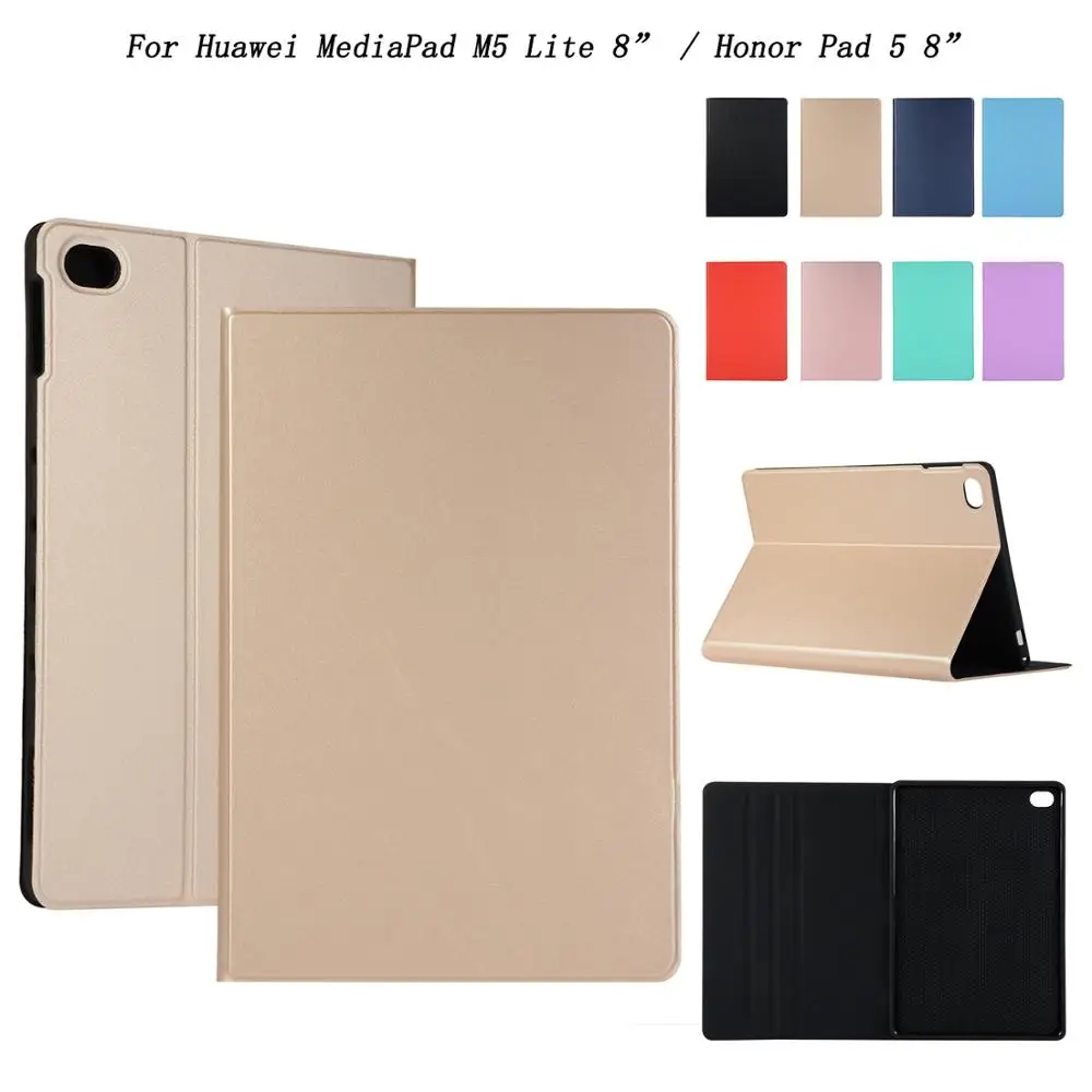 PU Leather Case For Huawei MediaPad M5 Lite 8 inch / Honor Pad 5 Soft TPU Bottom Smart Flip Stand Tablet Cover | Компьютеры и офис
