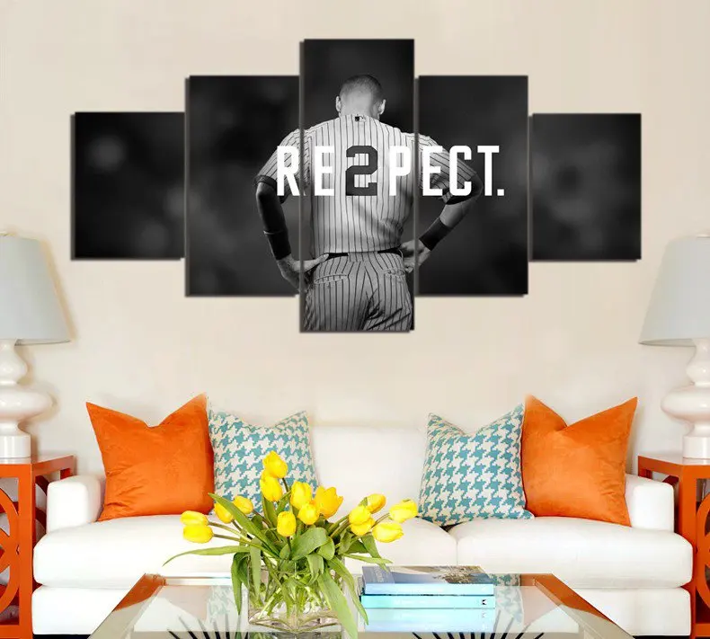 new york baseball player canvas painting wall art 5 pieces prints home decor picture panels poster for linving frame - New York Yankees Bedroom Decor new york baseball player canvas painting wall art 5 pieces prints home decor picture panels poster for linving frame - New York Yankees Bedroom Decor