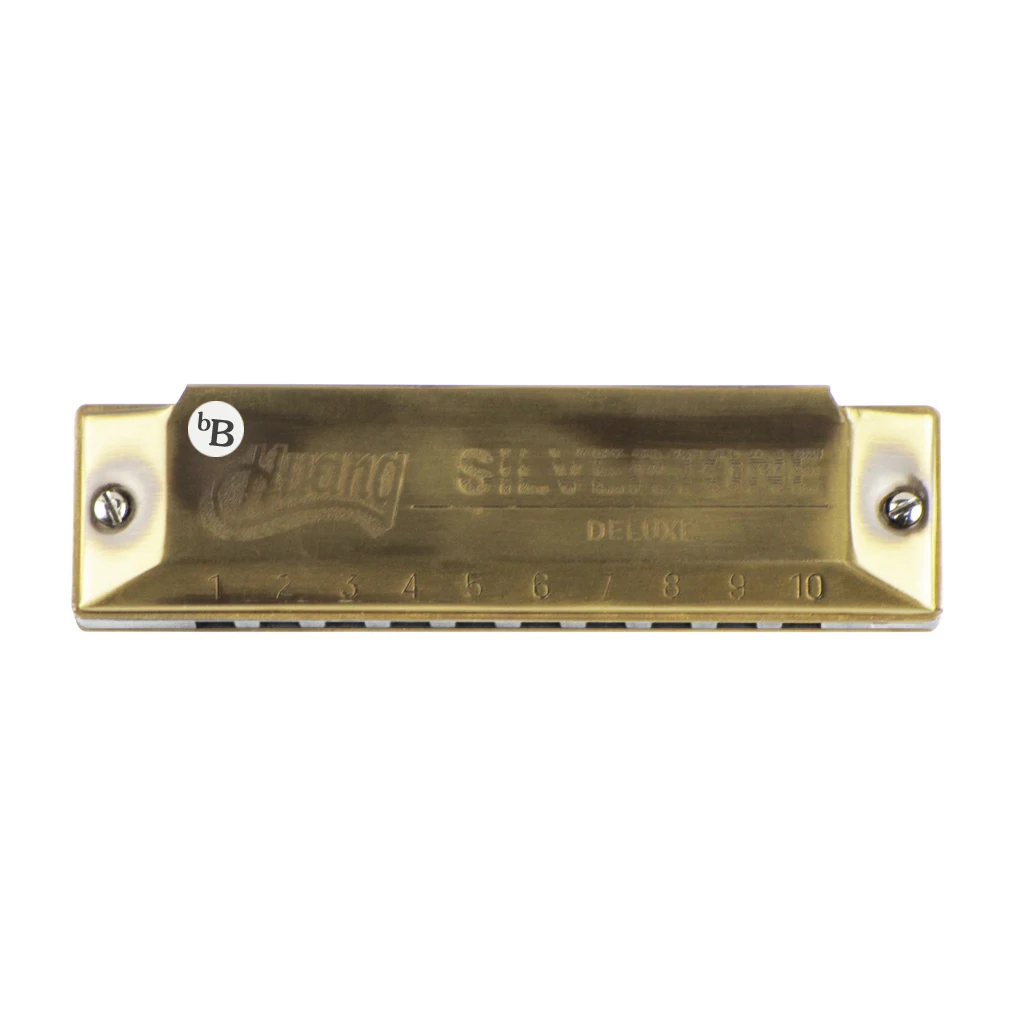 Huang 10 Holes 20 Tones Harmonica Diatonic Blues bB Key Woodwind Instrument Mouth Organ Harps Bronze Color with Case | - Цена: 