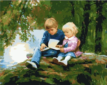 

No Frame Abstract people reading DIY Painting By Numbers Drawing Painting By Numbers Paint On Canvas Home Wall Art Picture