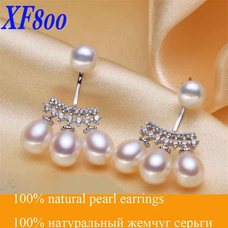 

XF800 Natural freshwater pearl earrings ,2016 fine jewelry pearl women drop earrings E1026