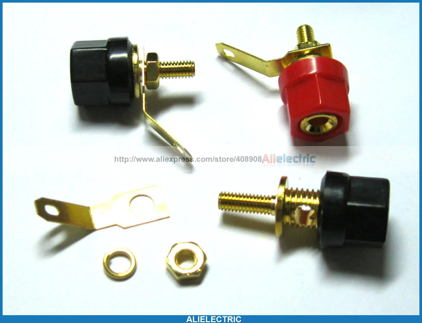 2 Pairs Terminals Eizz Speakers Big Cable//Banana Plug Plating Copper Red