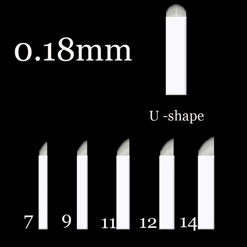 0,18 мм 7 9 11 12 14 U форма Иглы для татуировки PCD Перманентный макияж лезвие для 3D микроблейдинга lamina Agulhas Tebori Blading