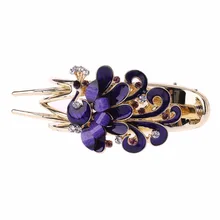 Модные павлиньи зажимы для волос заколка металлический горный хрусталь для свадьбы подарок для женщин