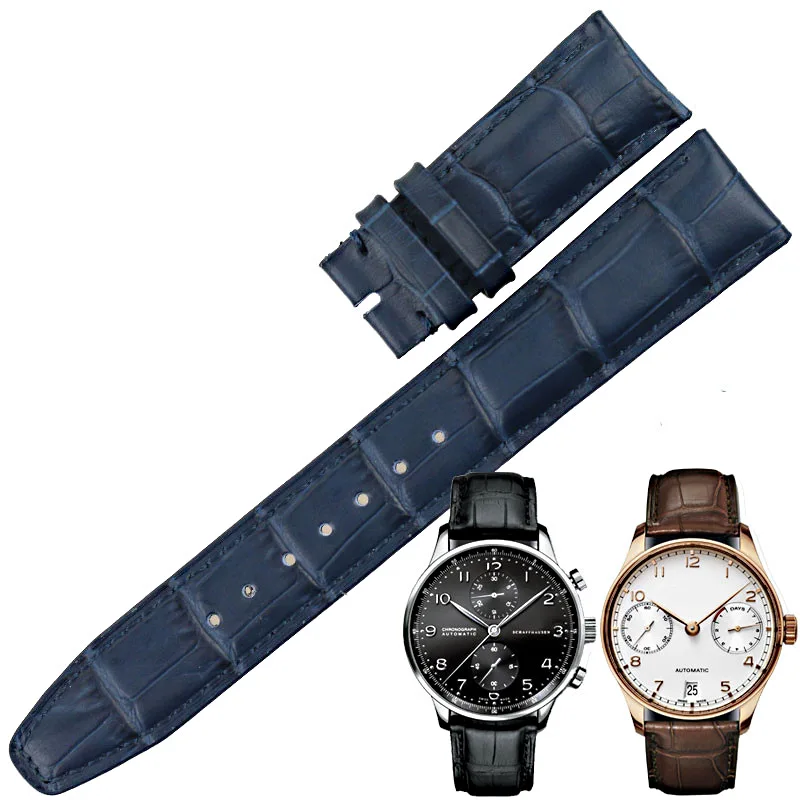 Топ бренд натуральная Аллигатор ремешок для IWC Португальский/Protofino кожаные ремешки для часов 20 мм часы с ремешком из кожи крокодила ремни