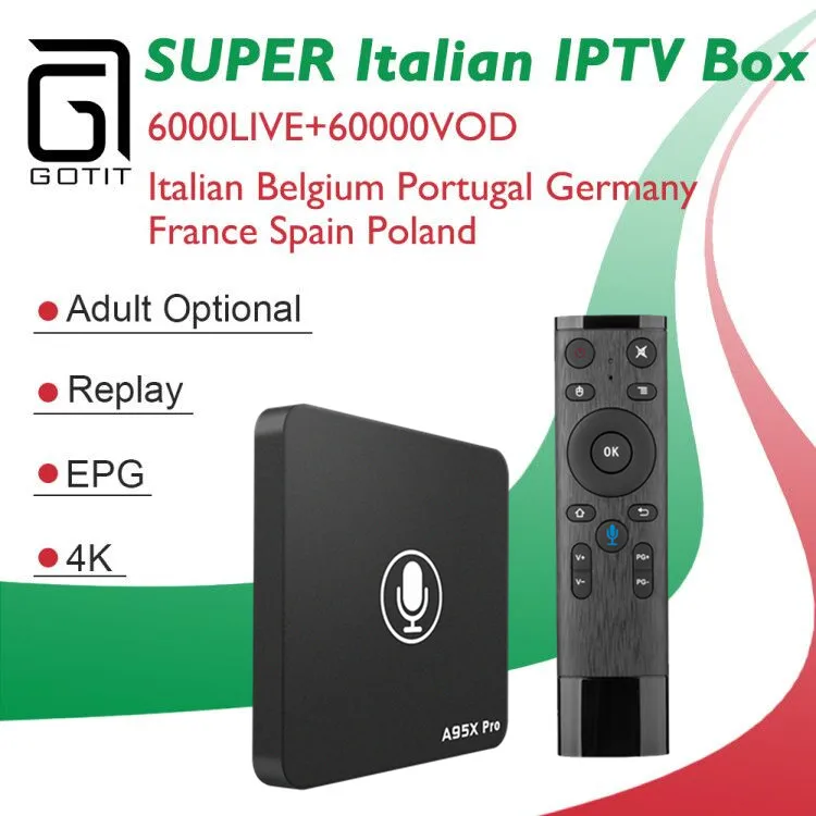 A95X pro Android 7,0 Amlogic S905X 4K IP tv Box+ 3500+ Супер Италия ip tv подписка Smart tv Box как X96 h96 A95X BOX