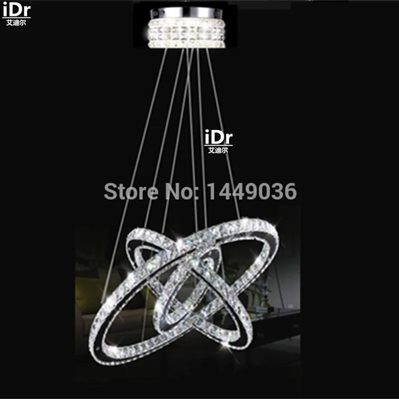 New Design Silver Crystal Chandelier Lighting Lustres De Cristal Suspension LED Crystal Ring