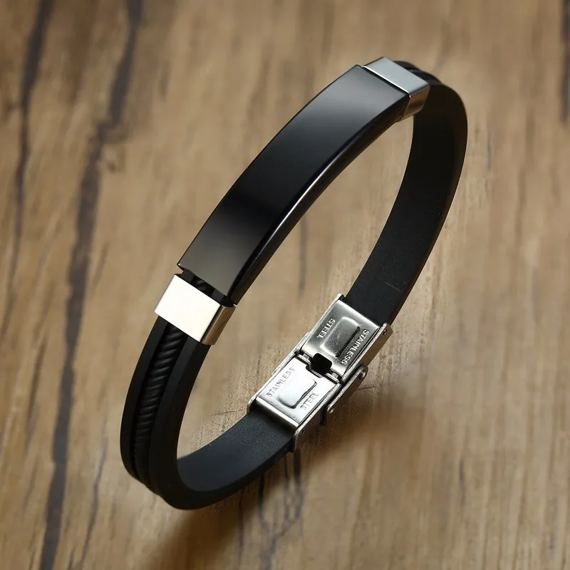Vnox Cross Bible Verse Quotes Bracelets for Men Soft Silicone Bangle Comfort Wear Male Jesus Christ Faith Prayer Pulseira