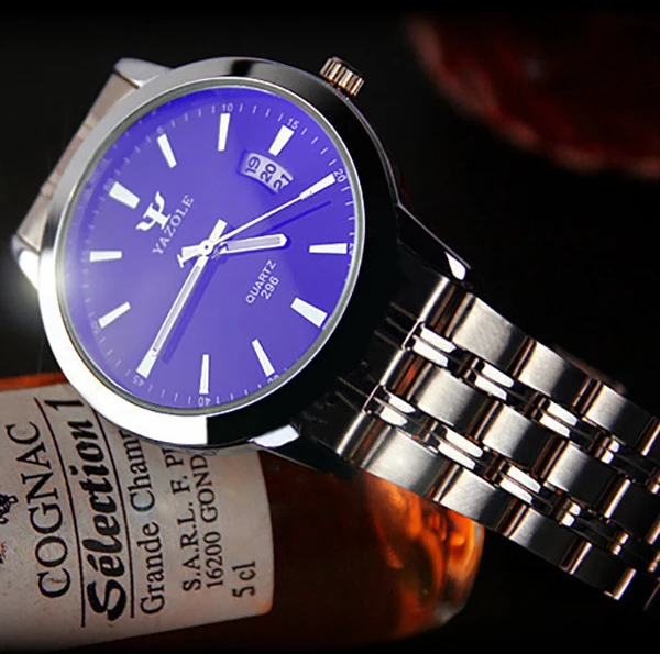 YAZOLE Luxury Brand Full Stainless Steel Analog Display Date Men's Quartz Watch Business Watch Men Watch Relogio masculino