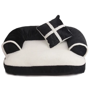 

British Style Pet Dog Sofa Beds With Pillow Winter Warm Soft Dogs Kennel Detachable Washable Cat Mat Chihuahua Small Dog House