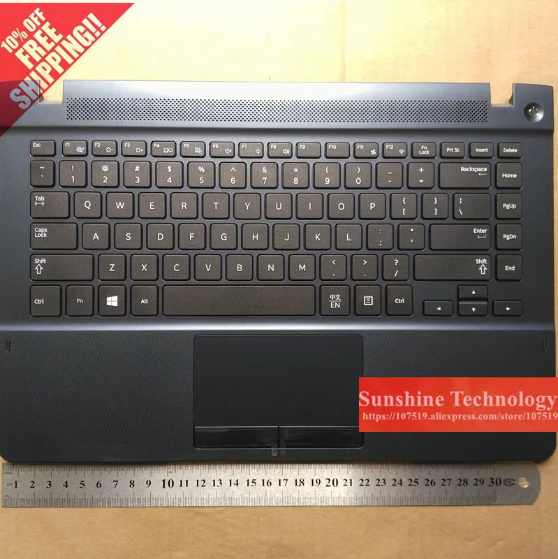 

New laptop keyboard with touchpad palmrest for samsung NP-370R4E drak blue color BA75-04617L