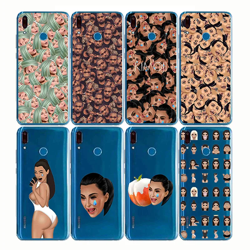 

Kimoji Kim Kardashian Soft Silicone Phone Cover Cases Funny Face Kanye Capa Back for huawei Y5 Y6 Y7 YP Prime Pro