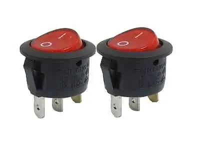 5 Pz 3 Pin Spst On/Off Al Neon Luce Rotonda Rocker Switch Ac 250 V 6A/15A