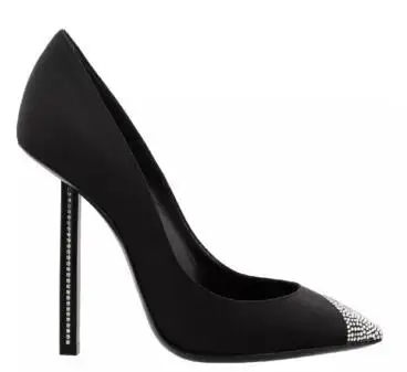 

Crystal pointed toe high heel boots Women black/white crystal shallow super high thin heel pumps Female high heels Dress shoes