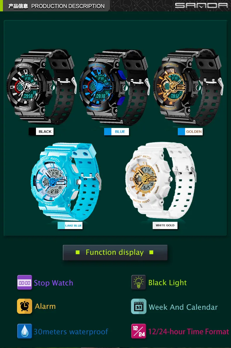 Новое поступление сандалии G Стиль кварцевые цифровые часы с двойным временем мужские модные спортивные часы люксовый бренд военные армейские часы Reloj