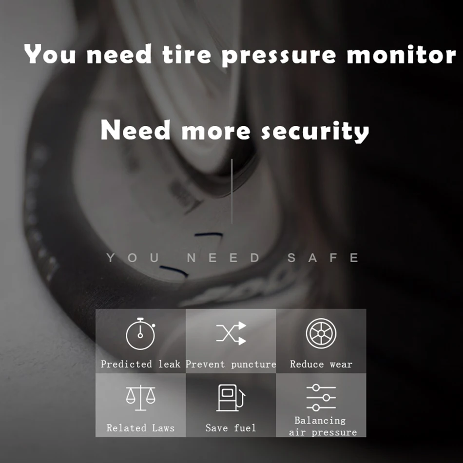 Dealcoo Car TMPS Systems Tire Pressure Monitoring System Tyre Pressure Sensor Tire Pressure Sensor TMPS USB Car Tire Pressure