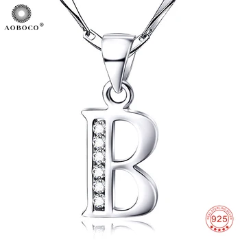 

AOBOCO Letter Series Nice "B" Pendant Ture 925 Sterling Silver Collar Necklace Beautiful Fine Jewelry For Women Gifts GND0177