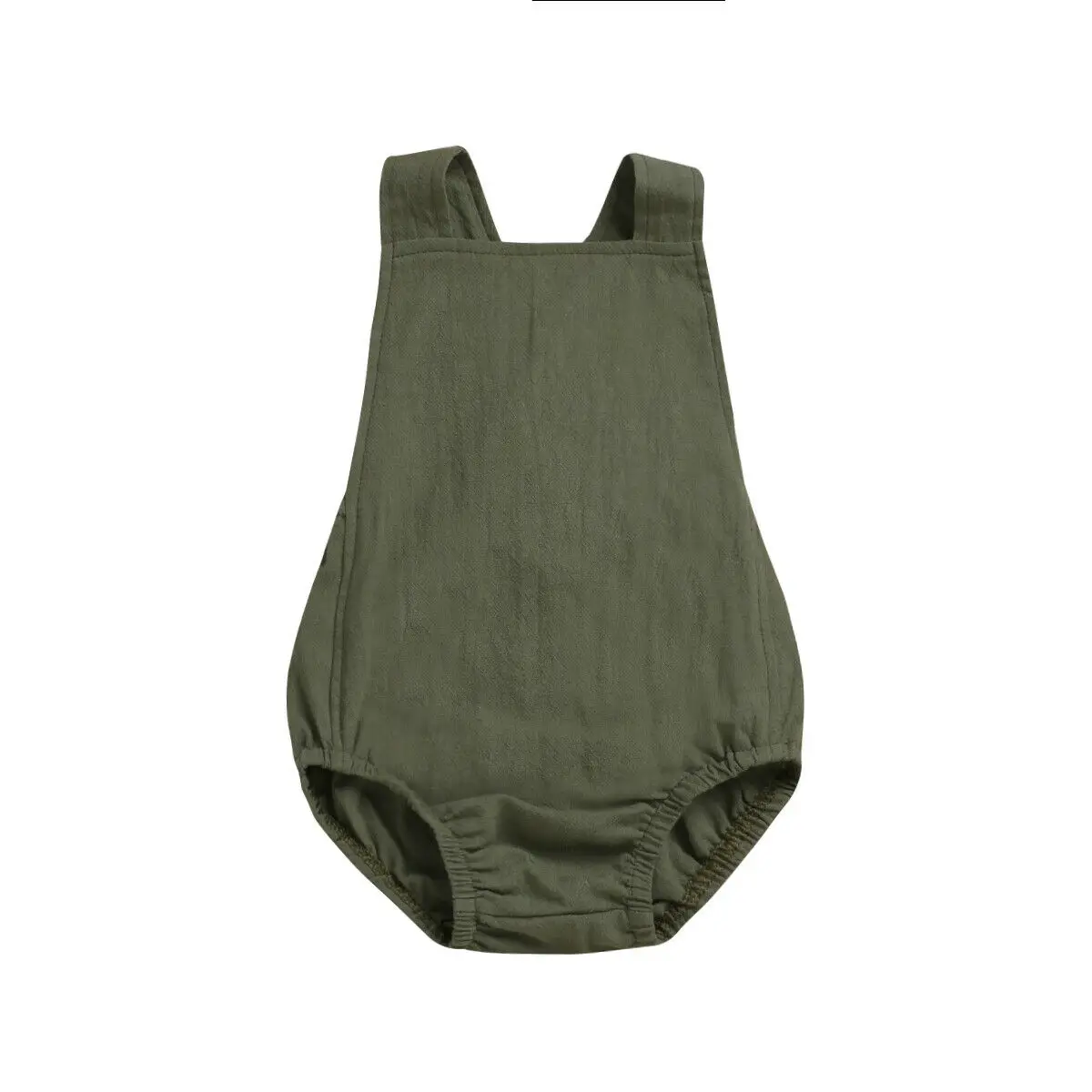 

0-18M Toddler Newborn Baby Boy Girl Bodysuit Sleeveless Backless Cross Strap Button Cotton Linen Sunsuit Summer Casual Clothes
