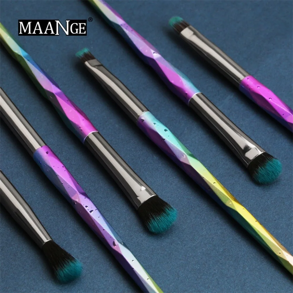 

New Arrival 6pcs Rainbow Multicolor Cosmetic Acrylic Diamond Powder Glitter Handle Makeup Brush set Crystal Makeup Brushes G321