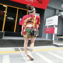 Весна-лето, свободная футболка с короткими рукавами в стиле Харадзюку с принтом, большие размеры