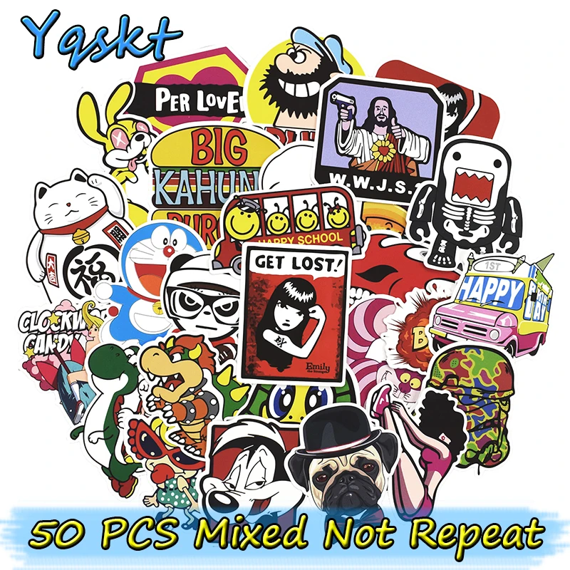 

New 50 Pcs Mixed Cool Stickers for Laptop Luggage Skateboard Bicycle Motorcycle Car Styling Bicycle DIY Waterproof Sticker