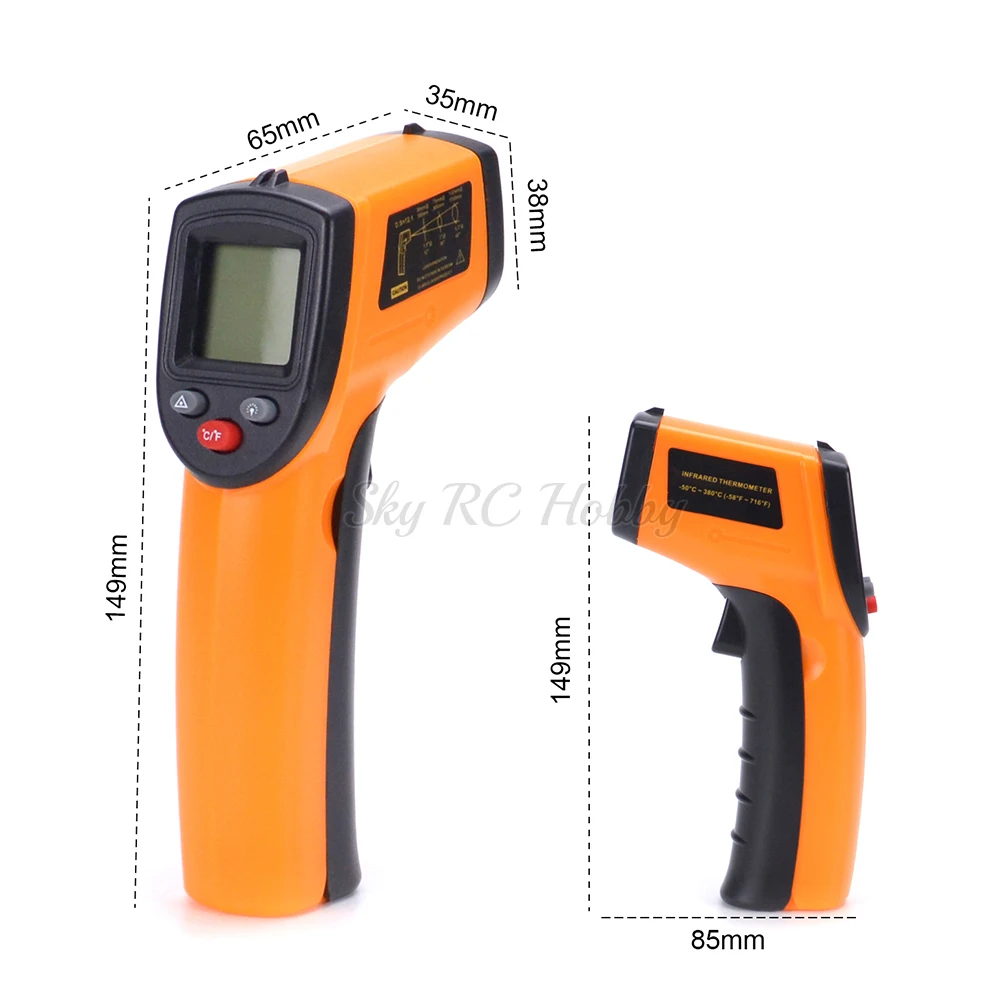 

Laser LCD Digital IR Infrared Thermometer Professional Non-contact Temperature Meter Gun For Motor ESC RC Parts -50~380 Degree