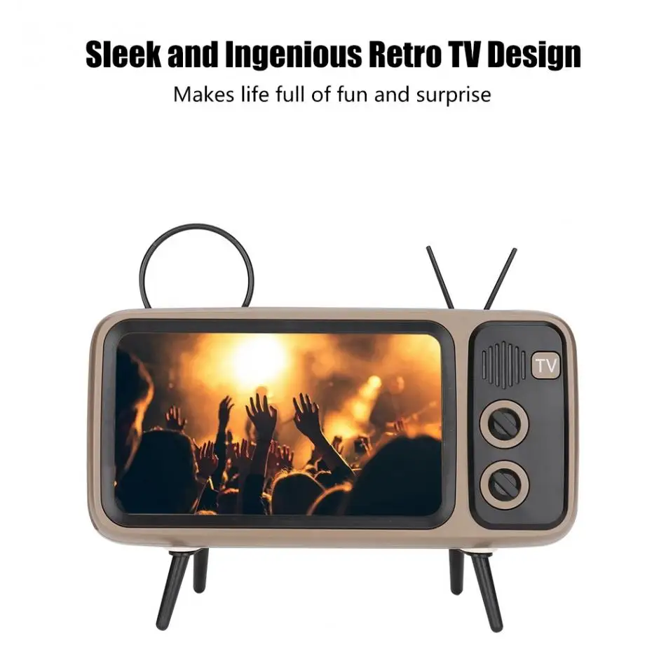 Ретро ТВ-образный HD стерео Bluetooth Динамик Громкий динамик для до 6 дюймов мобильный телефон стенд подарок для ваших друзей
