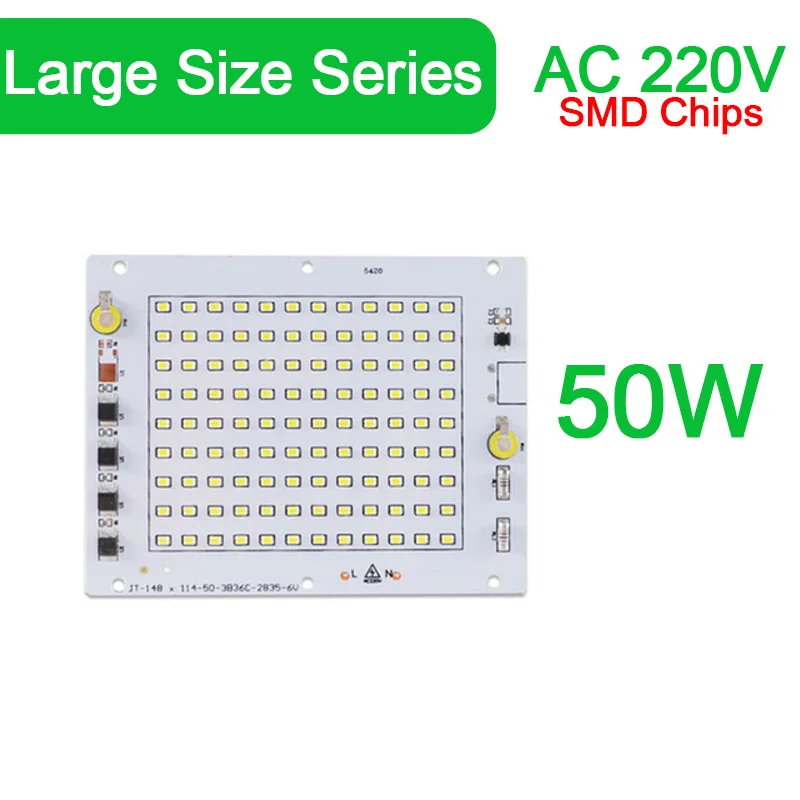 5 Вт~ 100 Вт AC 220 В интегрированный COB светодиодный чип лампы 50 Вт 30 Вт 20 Вт 10 Вт смарт IC драйвер люменов для DIY прожектор - Испускаемый цвет: Large Size SMD 50W