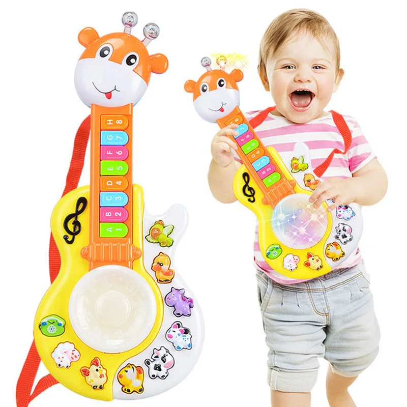

New Baby Electronic Guitar Toy Musical Educational Guitar Small Deer Drum Multi Functional Music Keyboard Kids Toys Instrument
