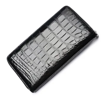 

2018 Fashion Real Crocodile Pattern Coin Purses Card Holder Genuine Leather Men Long Wallets Men's Alligator Long Clutch Bags