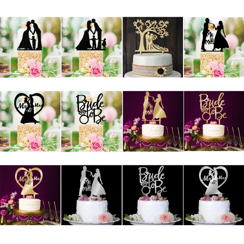 

Acrylic Mr &Mrs Bride Groom Boy Girl Wedding Cake Topper Party Favors Decoration