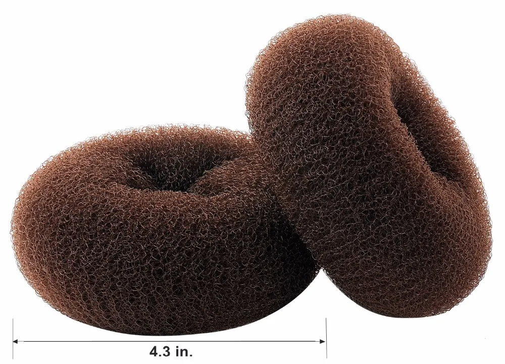 Goedkoop CLOTHOBEAUTY 2 Stks Extra Grote Maat Knot Donut Maker, Vrouwen Chignon Donut Broodjes Donut Vorm Dikke Lange Knot Maker Bruin