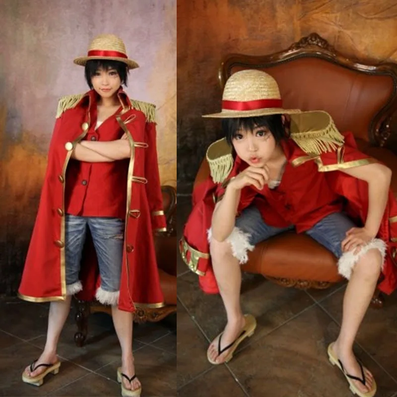 Бесплатная доставка цельный карнавальный костюм обезьяны D. Luffy полный комплект